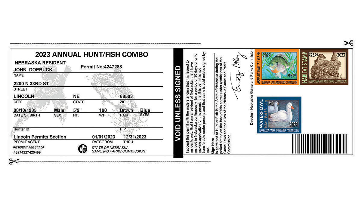 Nebraska Game & Parks Hunting and Fishing Permit