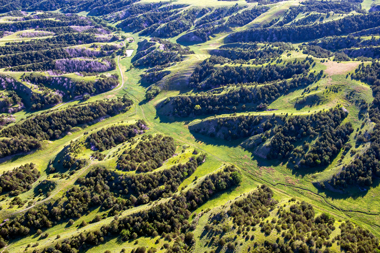 An aerial view of the Loess Canyons.