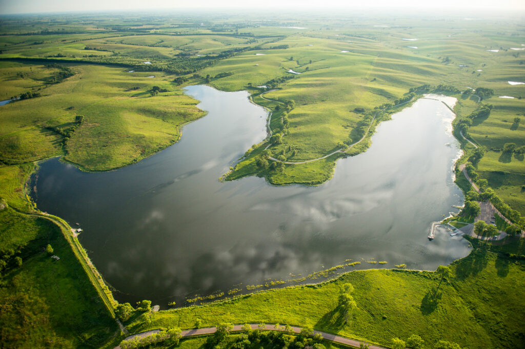 An aerial photo shows Burchard Lake WMA.