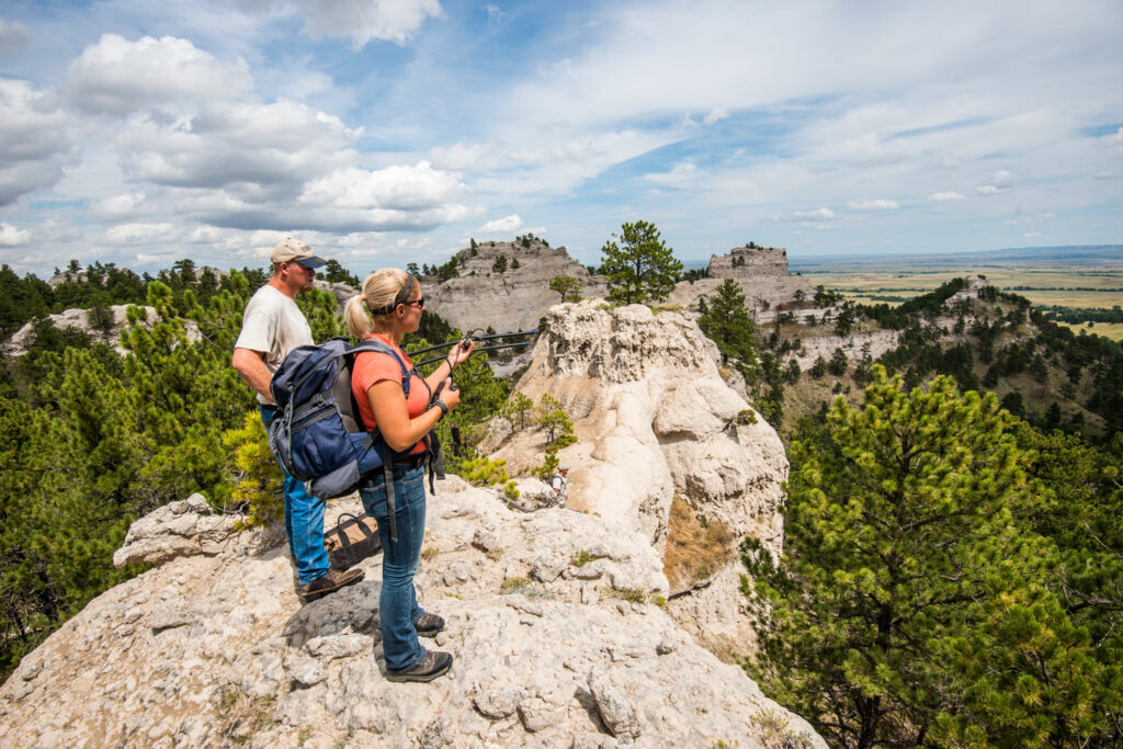 Researchers on top a butte