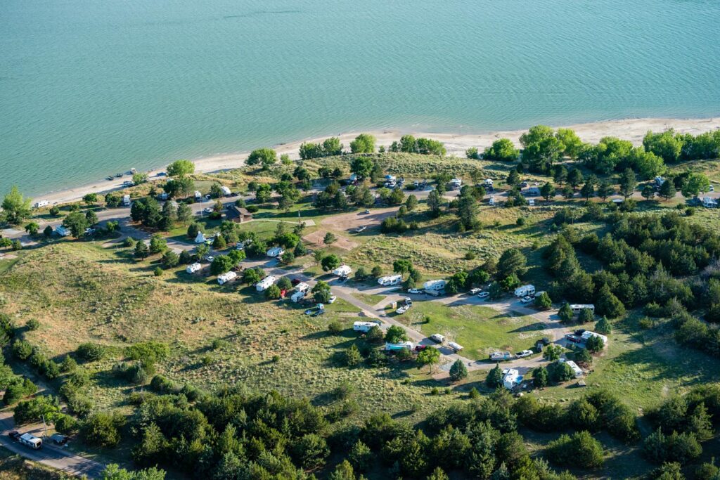 Aerial view of campground