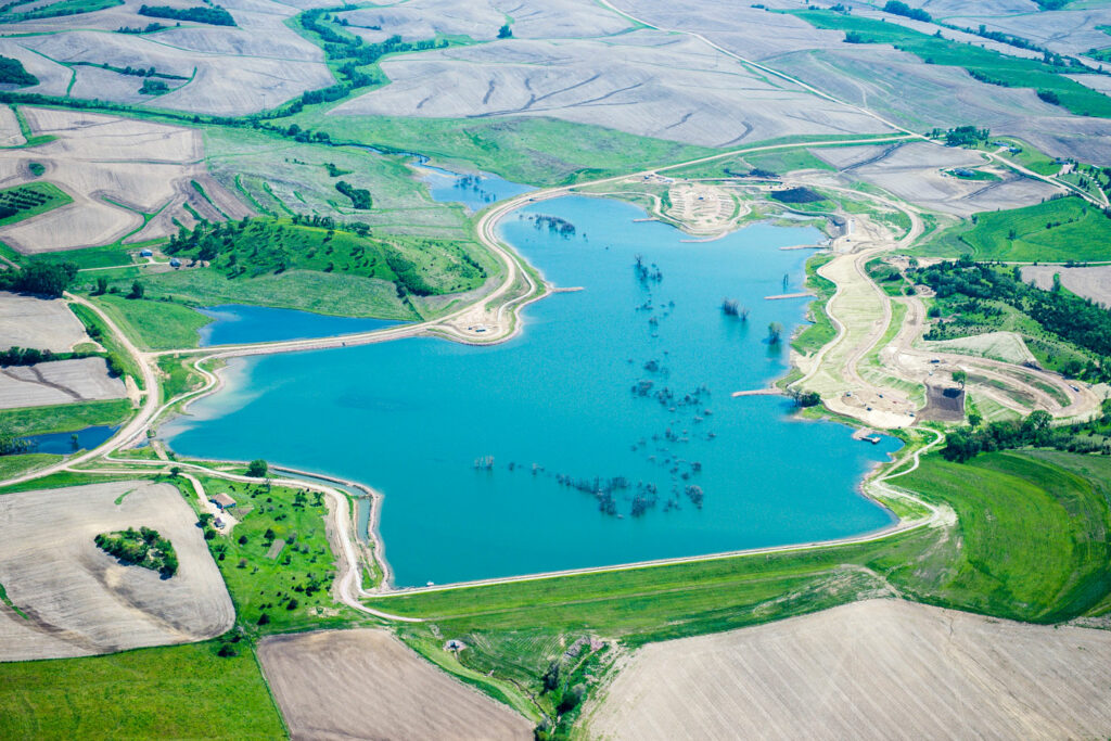 Aerial view of lake